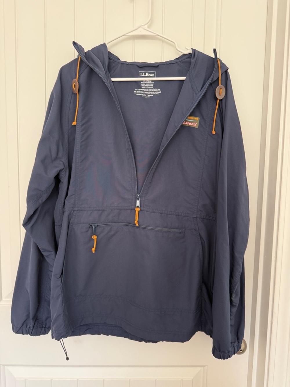 L.L.Bean Slate Blue Pullover Anorak with Gold Drawcord Accents